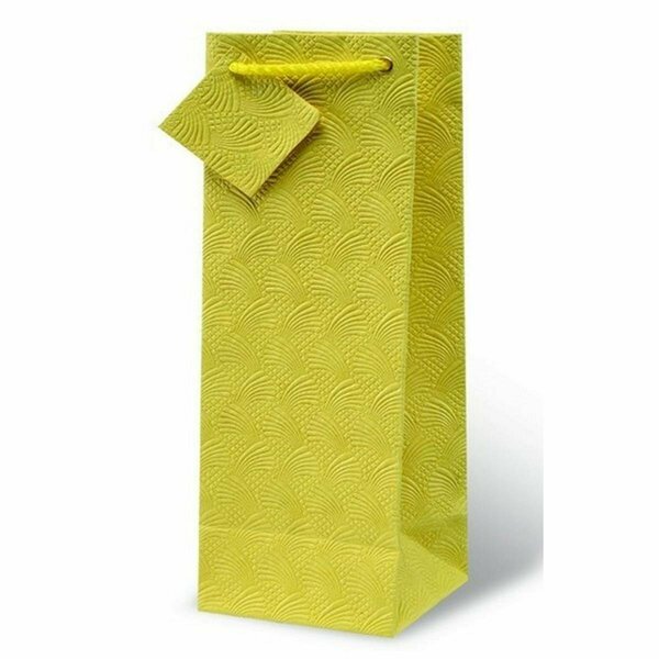 Wrap-Art Embossed Wine Bottle Gift Bag Yellow 17757